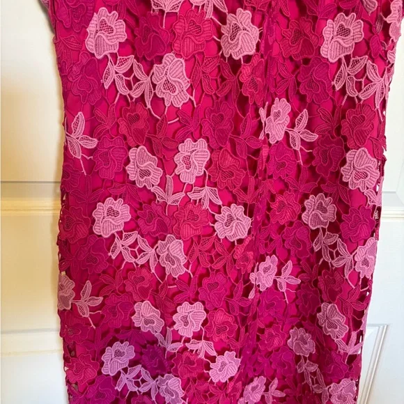 Shoshanna Rachel Floral Lace Midi Dress Magenta Rose cocktail event - Picture 10 of 16